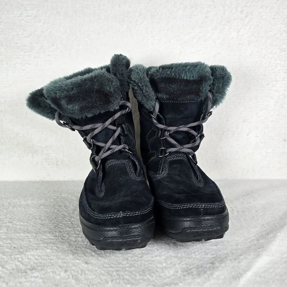 Timberland Mukluk Boots Wks 7.5W Black Suede Faux Fur Lined Winter Snow Pull On